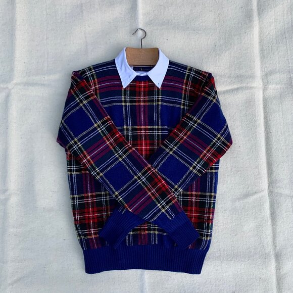 Ralph Lauren vintage 80's wool plaid crewneck sweater - Picture 4 of 6